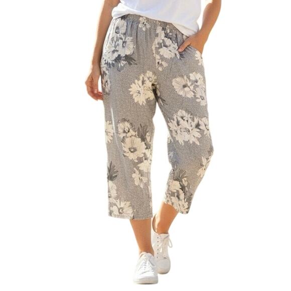 Simply Vera Vera Wang Pants - Simply Vera Wang Gray Floral Pajama Pants XL Sleepwear Lounge Soft Crop Capris